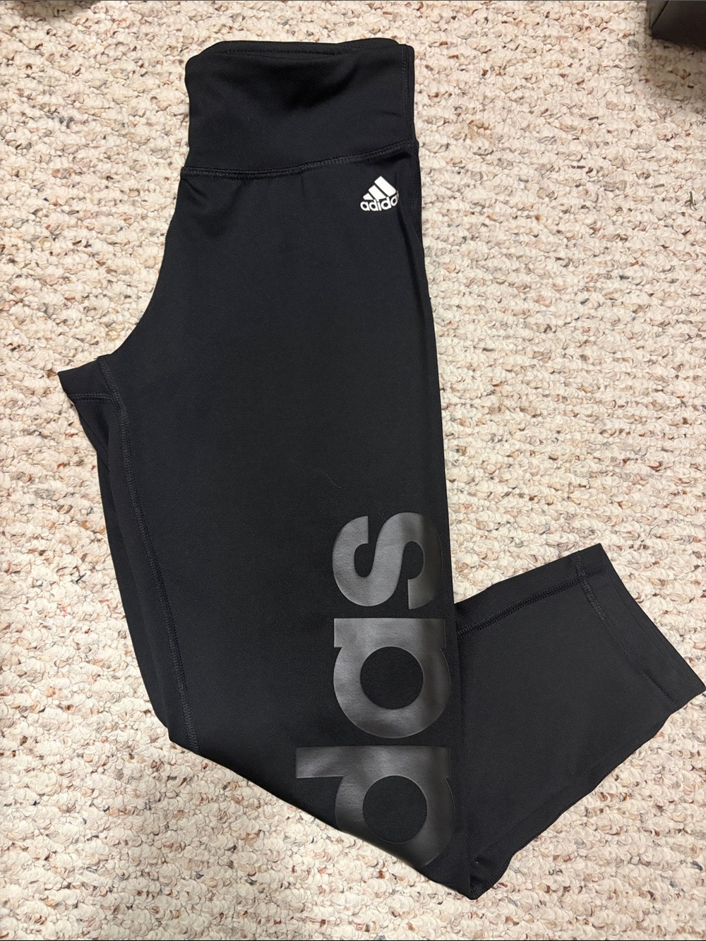 adidas Black Women's Capris with Logo Print